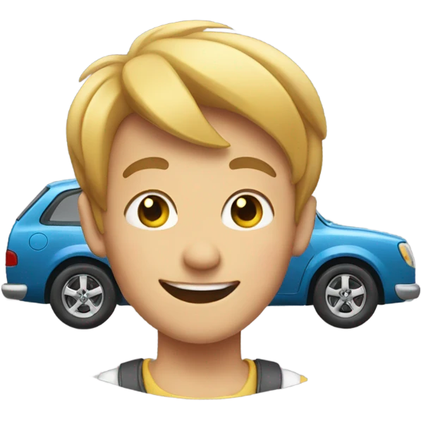 happy boy by a car emoji