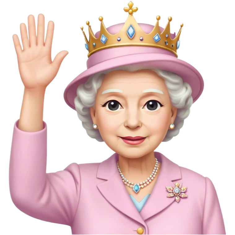 
Queen Elizabeth waves in pastel clothes emoji