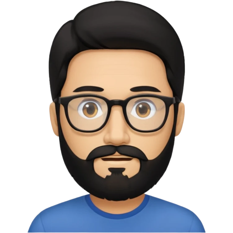 man with long black hair and beard and eyeglasses emoji