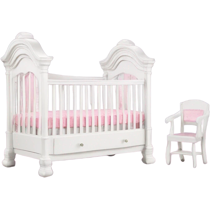 White princess crib with pink bedding  emoji