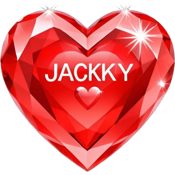 A red heart made of diamond with name Jacky emoji