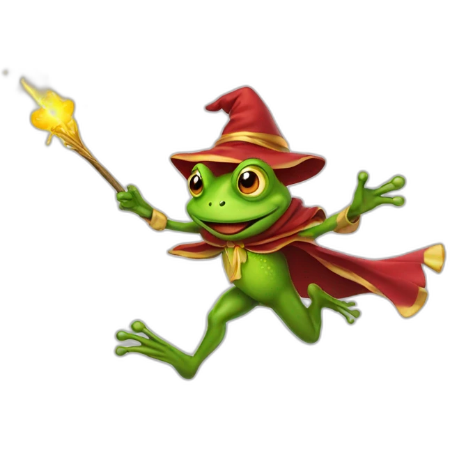running peppo frog wizard emoji