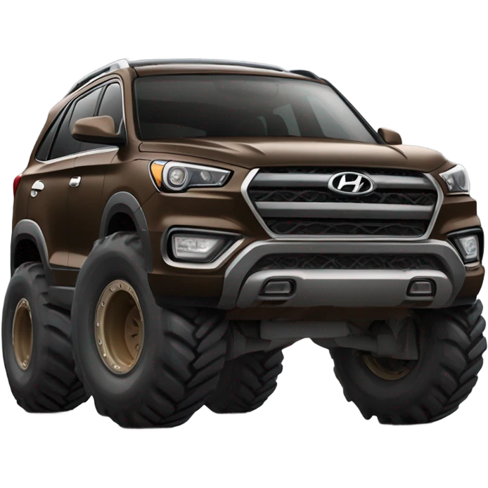 brown Hyundai suv with monster truck wheels emoji