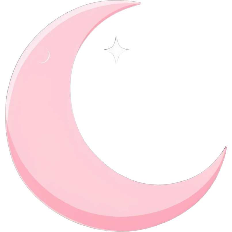 shiny pink crescent moon with sparkles emoji