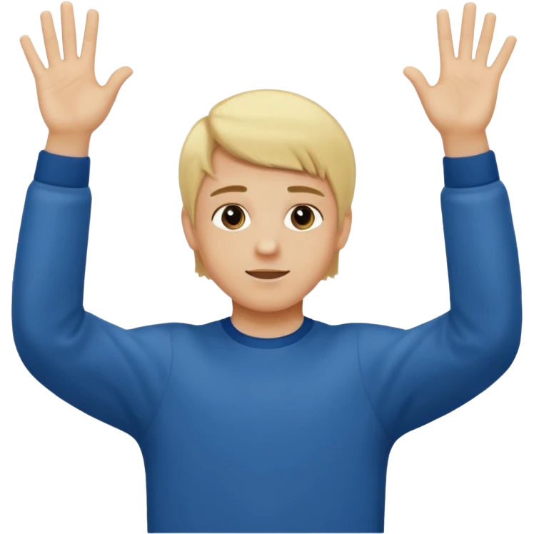 Boy, blonde hair with two hands up saying 67 emoji