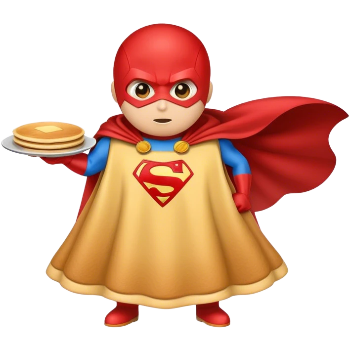 Pancake wearing a super hero cape emoji