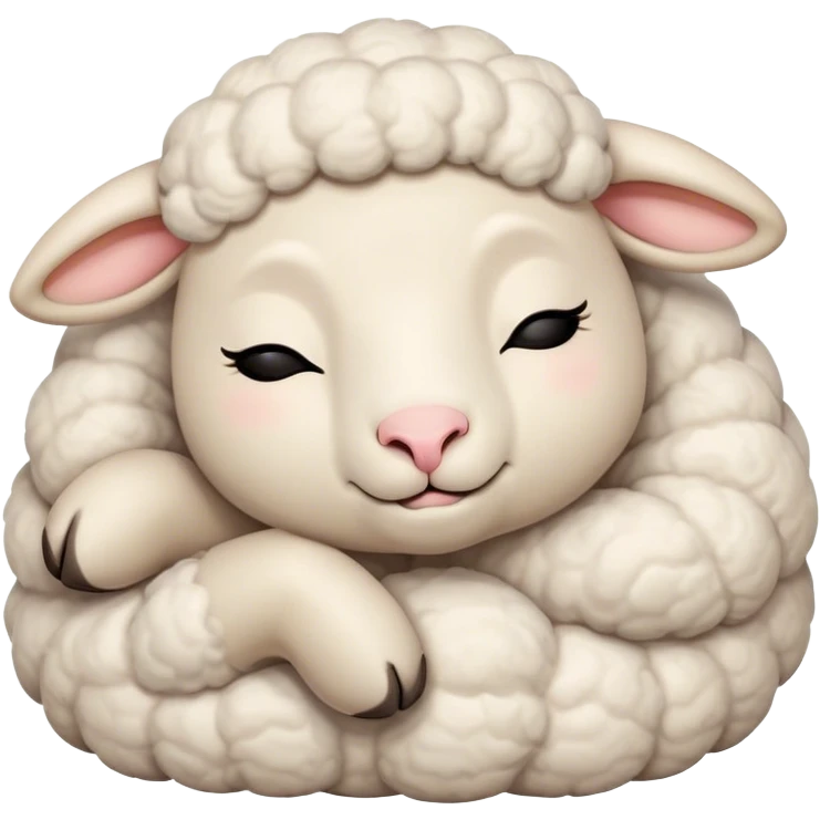 Meme-Worthy Cute Sleeping Sheep Portrait Emoji, Head resting peacefully with a contented smile, showcasing a robust build and a luxuriously soft white fleece, eyes shut in a serene, restful nap, Simplified yet hilariously adorable features, highly detailed, glowing with a soft, drowsy light, high shine, relaxed and utterly lovable, stylized with an air of playful laziness, bright and heartwarming, soft glowing outline, capturing the essence of a comically sleepy sheep, so meme-worthy it feels like it could instantly become the next viral sensation of adorable slumber! emoji