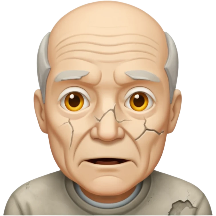 old white man with an open square mouth made of concrete emoji