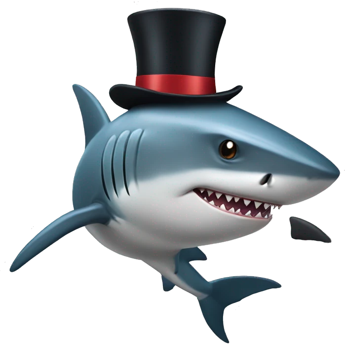 Shark with a top hat emoji