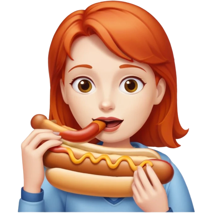 Red head eating a dog emoji