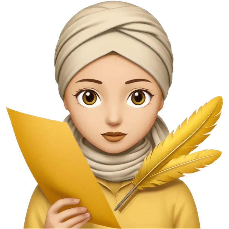truthahnvogel with headscarf (no human) holding yellow paper emoji
