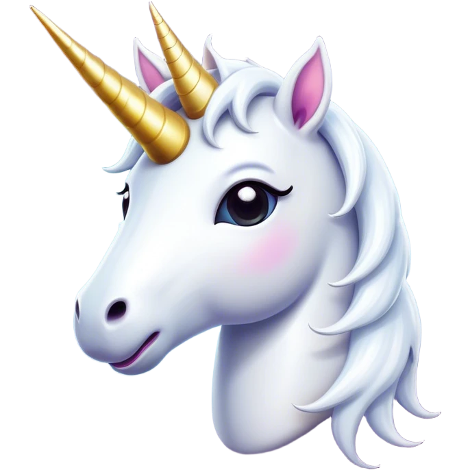 Cinematic Comical White Unicorn Portrait Emoji, Head tilted dramatically with an exaggeratedly amused expression, featuring a slender, radiant form with a playfully sparkling horn and wide, comically expressive eyes full of enchanting disbelief, Simplified yet hilariously expressive features, highly detailed, glowing with a slightly sassy magical glow, high shine, dramatic yet playful, stylized with an air of cheeky mythic mischief, soft glowing outline, capturing the essence of a meme-worthy white unicorn that looks ready to prance its way into viral fame! emoji