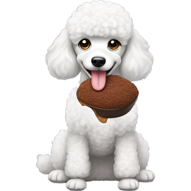 Poodle eating coco emoji