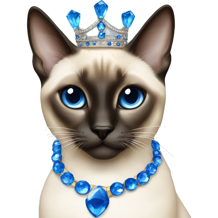 Queen Siamese cat with blue gems  emoji