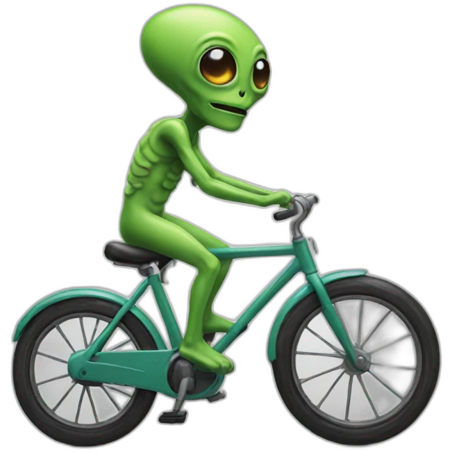 Alien driving a bycicle emoji