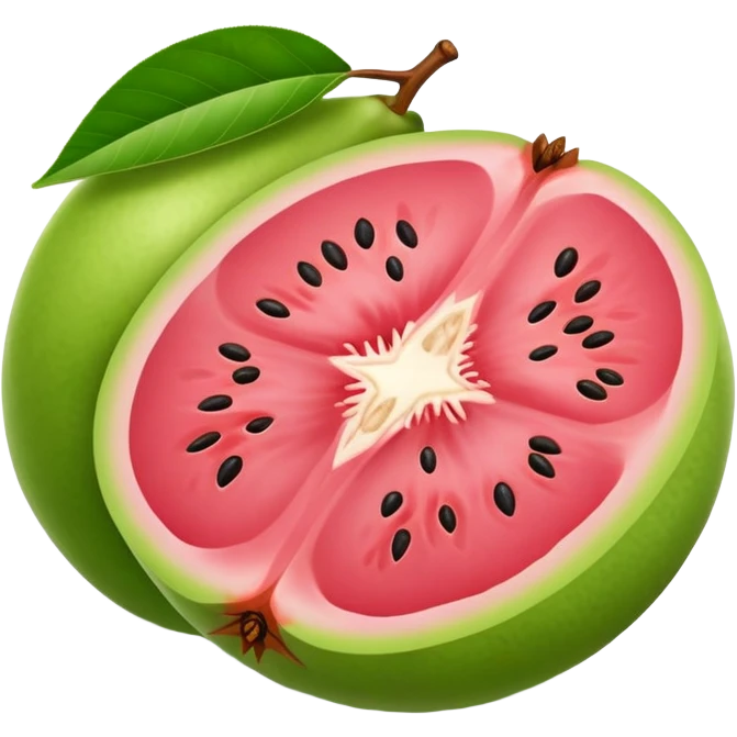 one half of a sliced guava fruit emoji