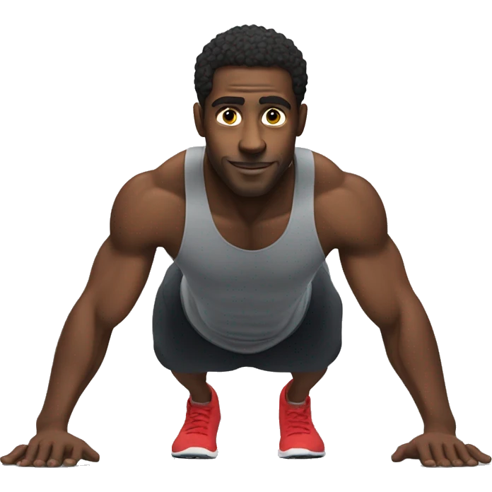 black athletic  man doing push-ups  emoji