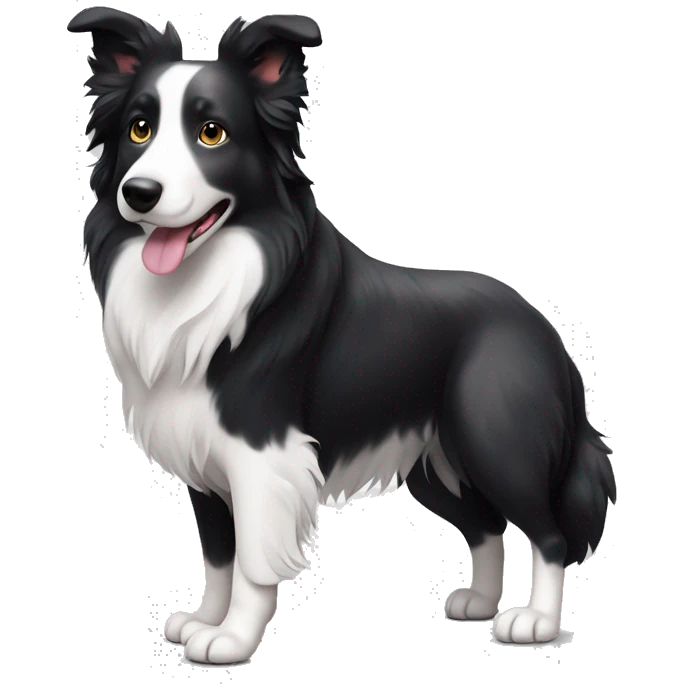 Black and White border collie with small black spots emoji