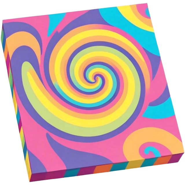 3D, psychedelic colored hippie style sticky note emoji