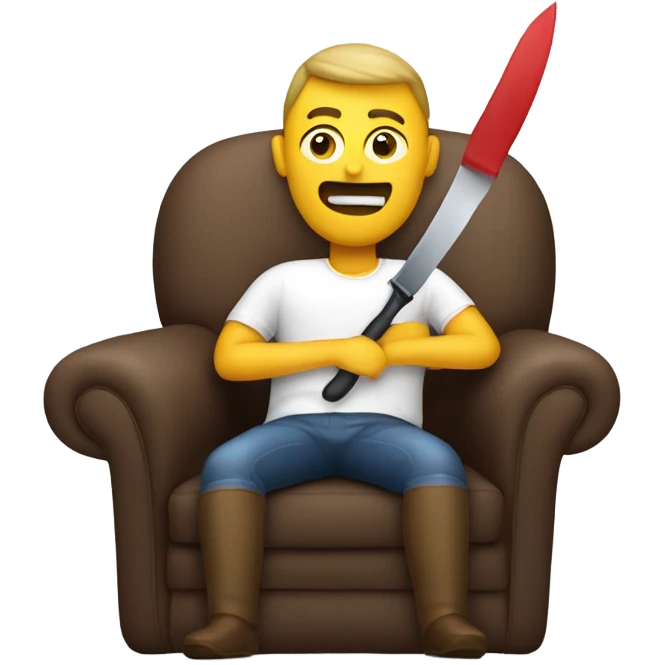 Man on a inflatable chair holding a knife  emoji