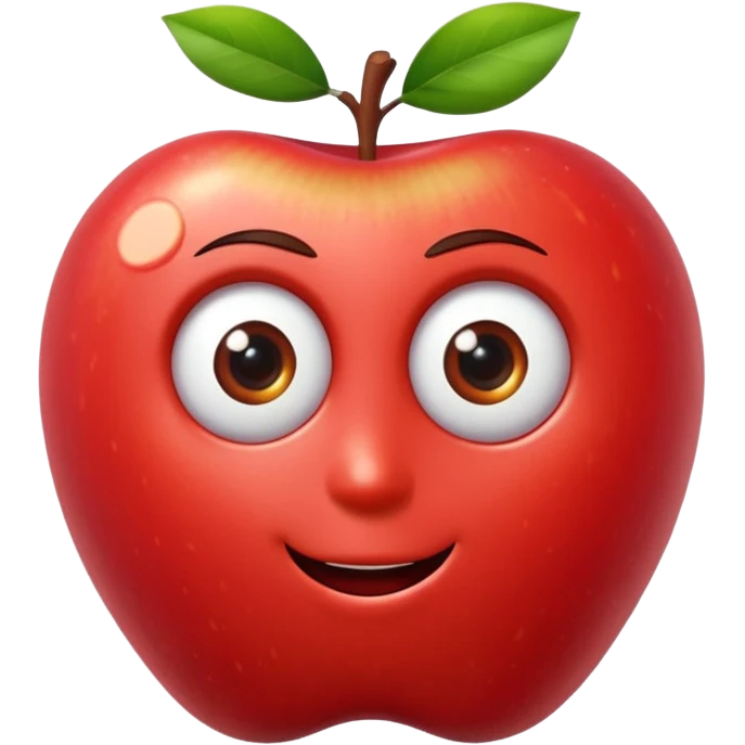 crea una manzana tipo emoji con  ojos y boca 3d tipo pixar emoji