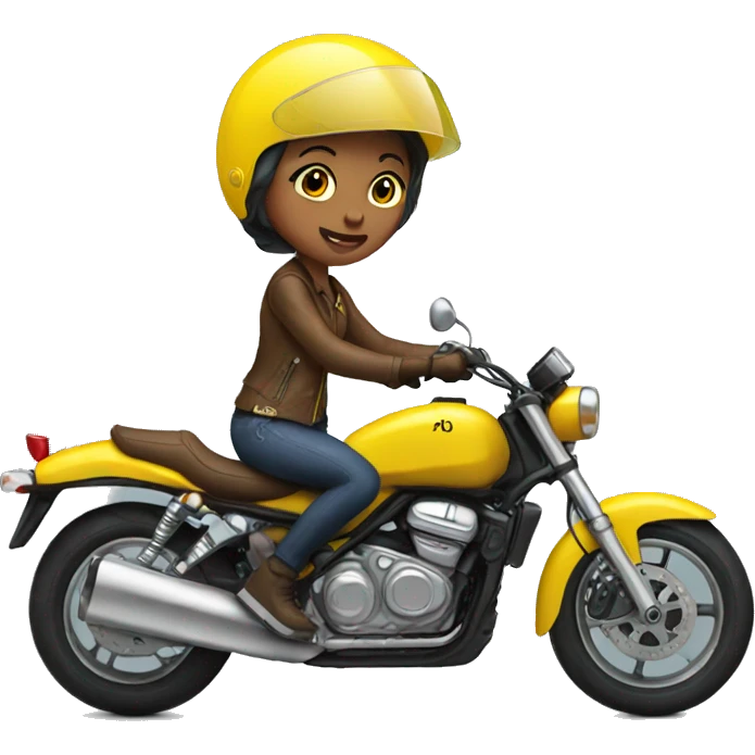 girl on motorcycle with yellow helmet emoji