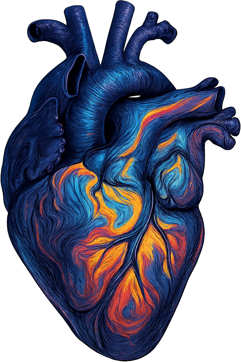 realistic digital art of a heart with a swirling oil slick pattern, no background emoji