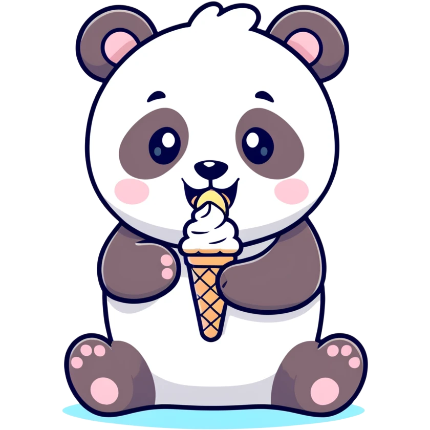 Panda eating ice cream emoji