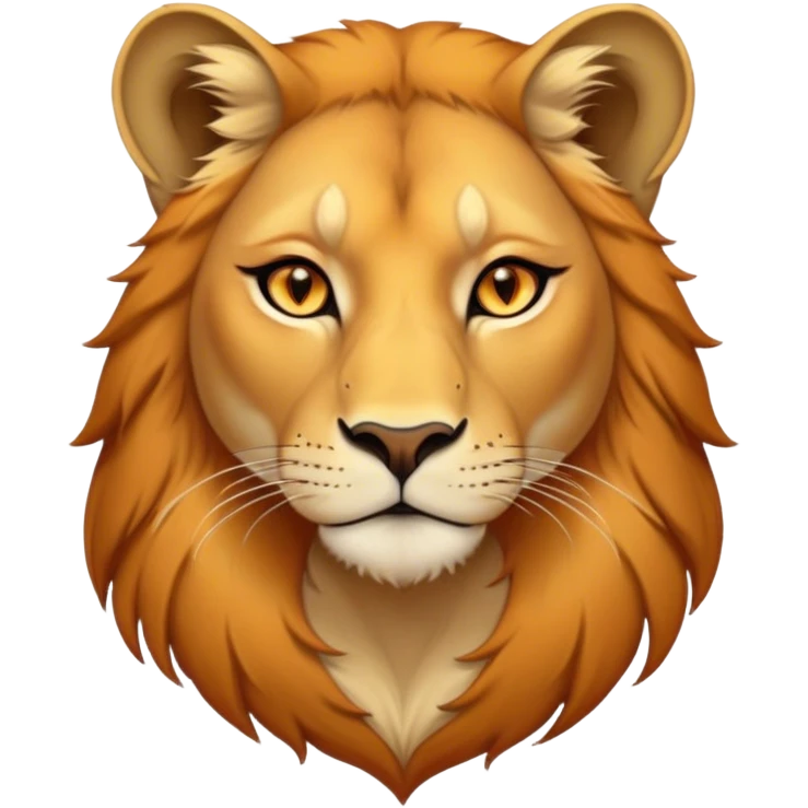 Cinematic Noble Lioness Portrait Emoji, Poised and regal, with a graceful, athletic build and a sleek, tawny Fur, piercing soulful amber eyes, Simplified yet sharp and sophisticated features, highly detailed, glowing with a warm, dignified glow, high shine, intelligent and fierce, stylized with an air of wild elegance, focused and attentive, soft glowing outline, capturing the essence of a watchful and confident lioness, so majestic it feels as though it could silently prowl out of the screen with effortless authority! emoji