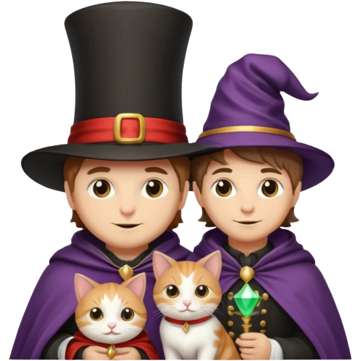 magician couple and their pet cat emoji