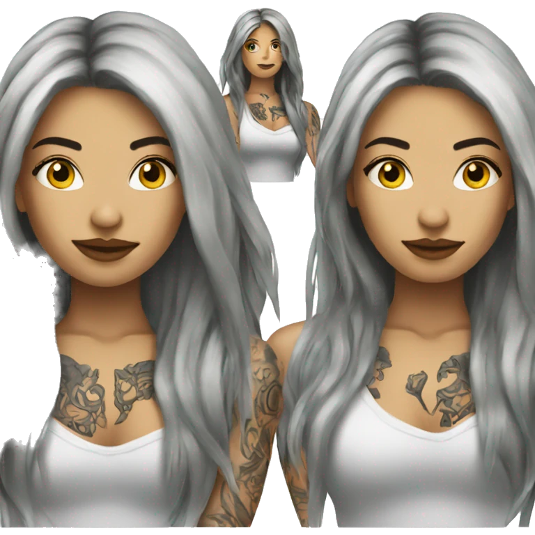 tattooed woman very attractive long hair emoji