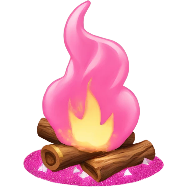 Rose pink campfire with glitter emoji