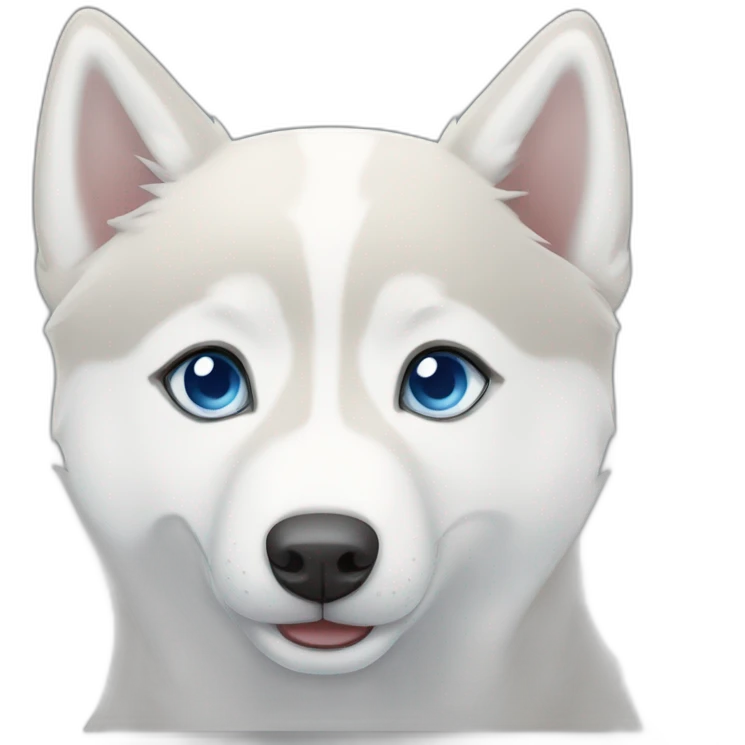 White Siberian husky smile  blue eyes short hair emoji