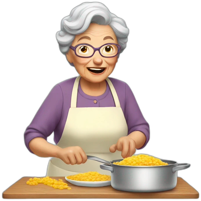 Granny coocking eat emoji