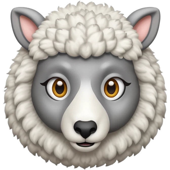 a sheep peeking out from a wolf disguise emoji