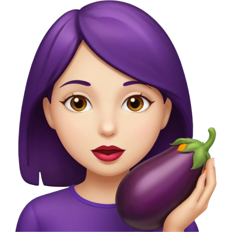 Naked Girl sucking on egg plant emoji