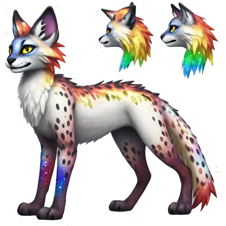 Epic Edgy Colorful Sparkly Sergal-Serval-Vernid full body emoji