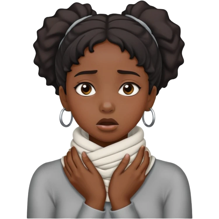 Black girl with her hands wrapped around her neck choking herself emoji