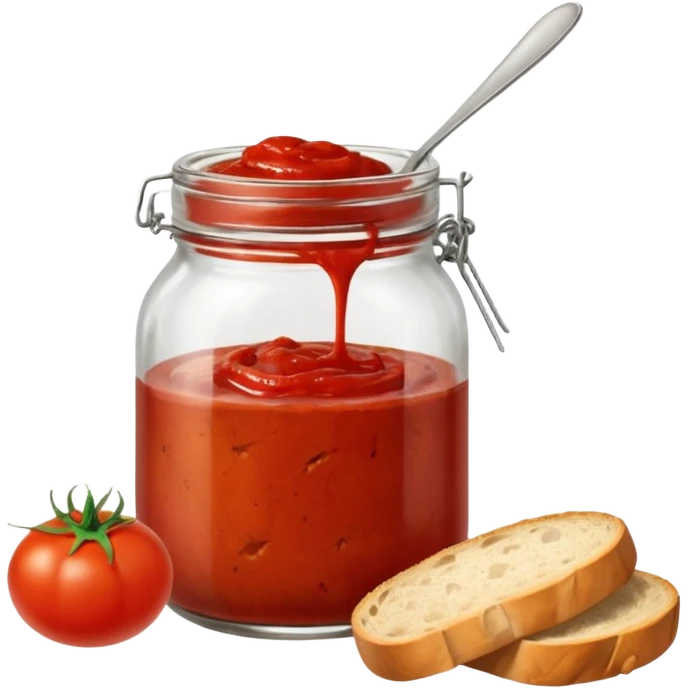 Food preservation and cooking- Tomato jar and homesmade bread emoji