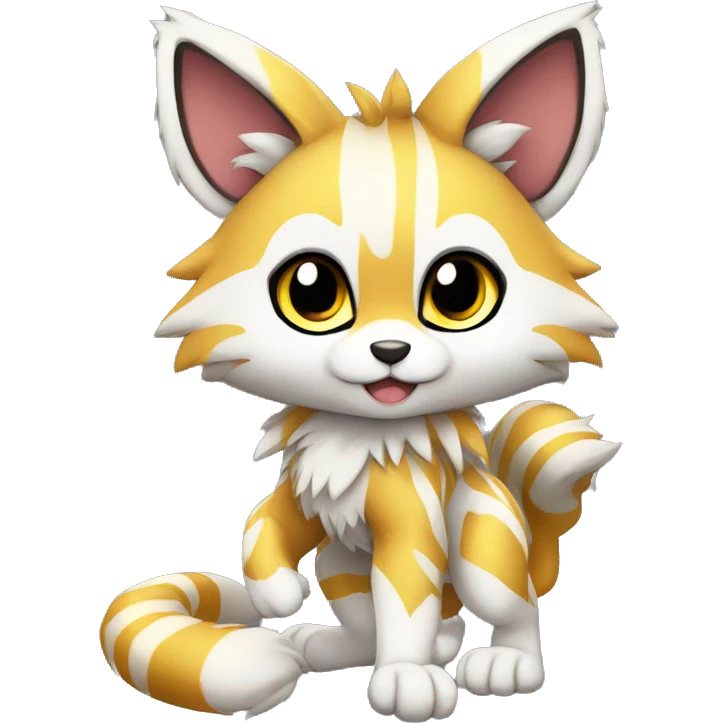 shiny, striped, Kemono-style, Chibi, Anthro-Fur-Sona-Fakémon, Full Body emoji