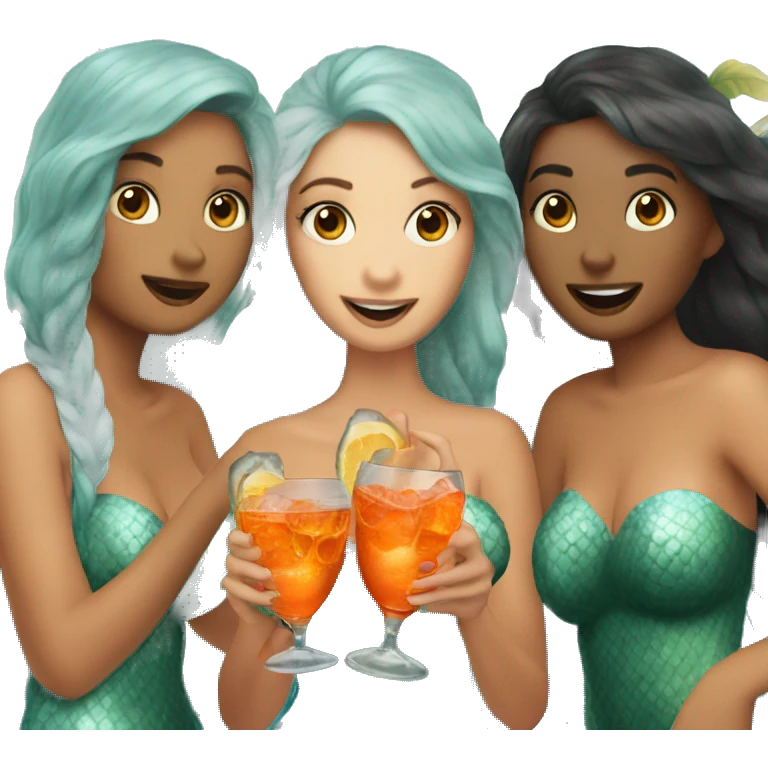 three mermaids drinking aperol emoji
