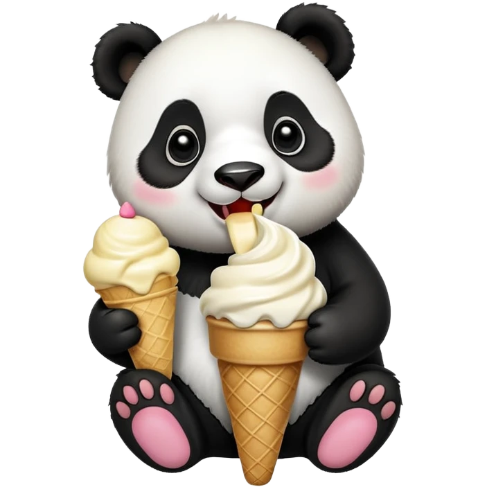 Panda eating ice cream emoji