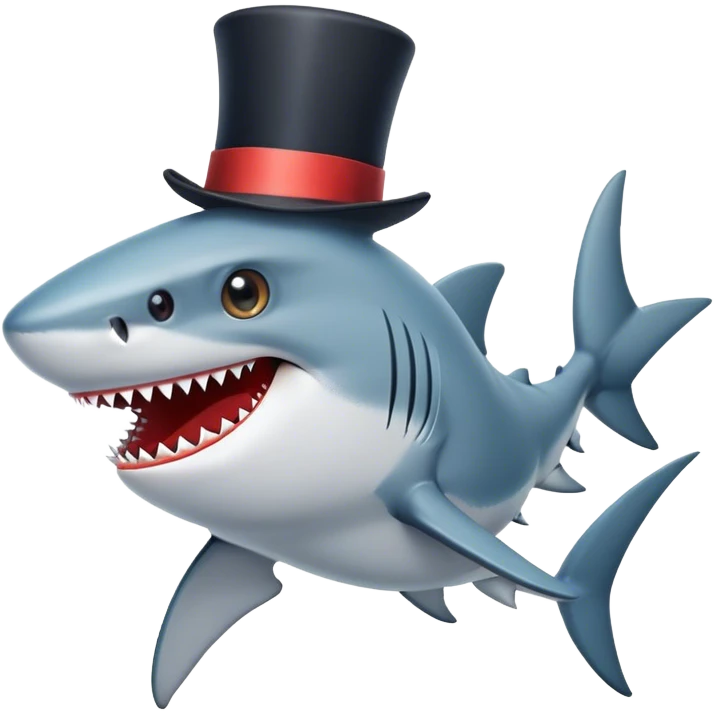 Shark with a top hat emoji