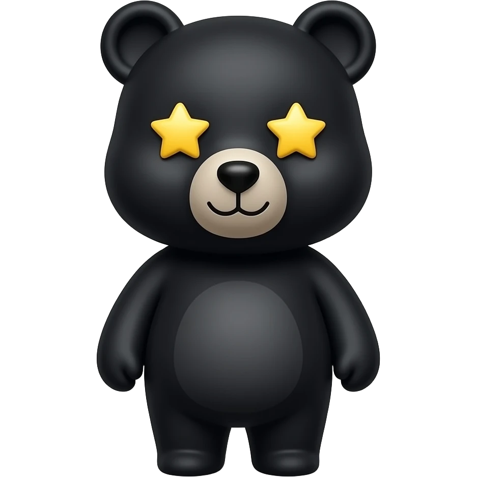 1 cute cartoon black bear with star shaped-eyes emoji style


- *Mood*: playful, lovestruck, meme aesthetic[Subject][Background] emoji