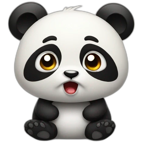 a little panda with an angry face emoji