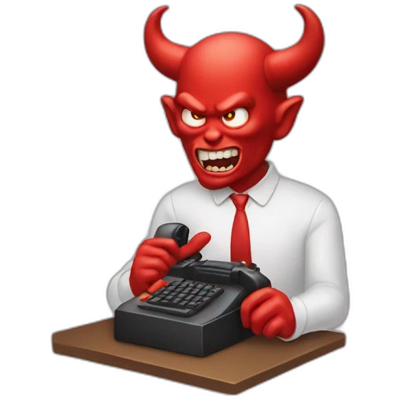 Devil typing phone emoji