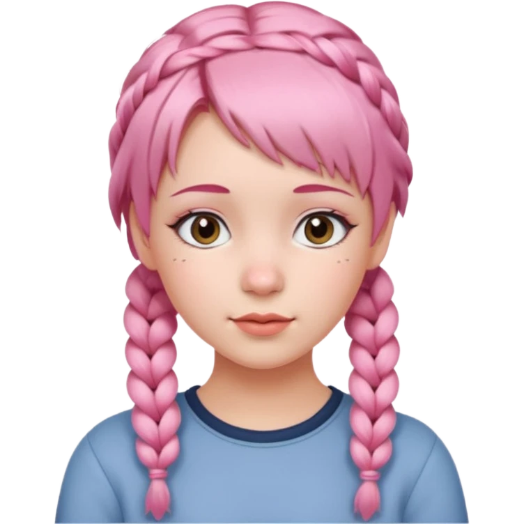 Young woman, short pink hair styled in two braids emoji