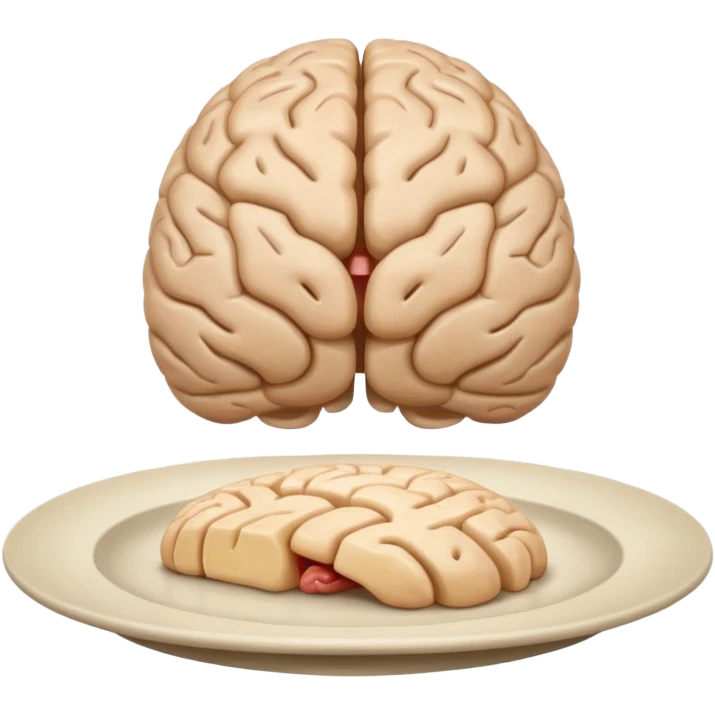 Brain on a plate next to head  emoji