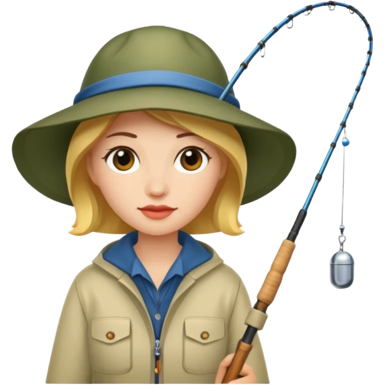 a fisherwoman with a fishing rod emoji