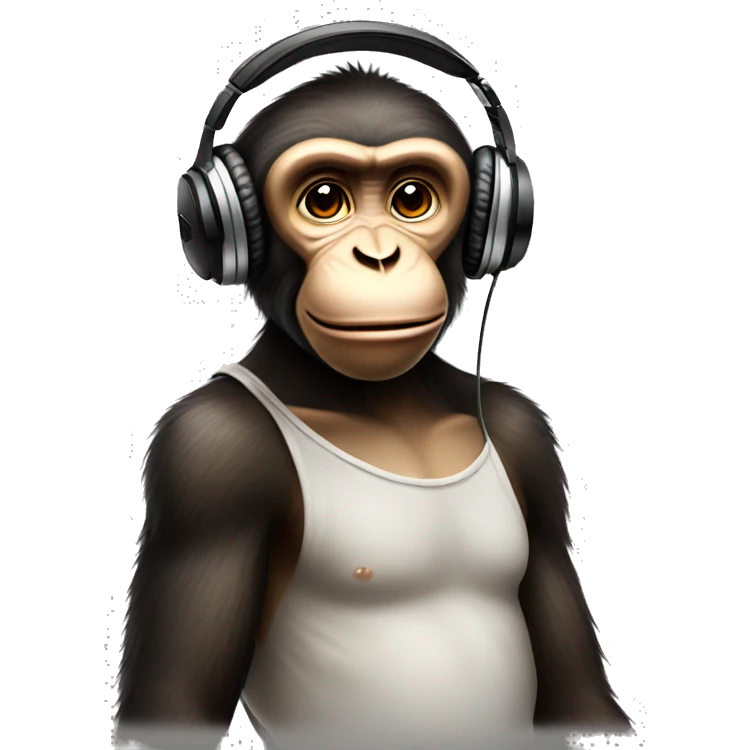 Monkey listen the music in headphones and chill emoji